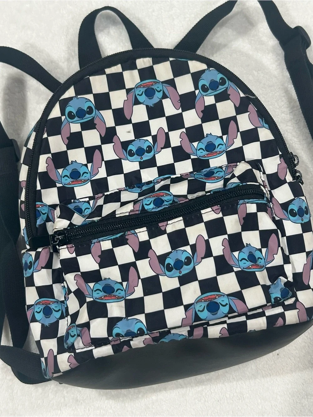Bioworld Disney Lilo & Stitch mini backpack checkered print black & white cute